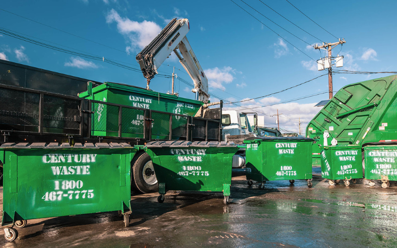 Century Waste garbage truck providing waste management and dumpster rental services in NJ and NYC